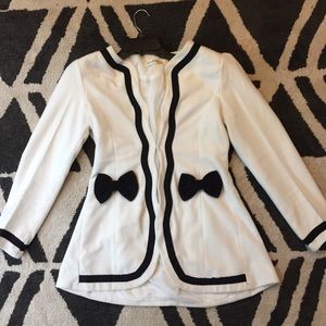 Perfect white jacket with black stripes and bows